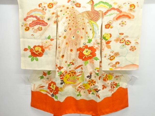 JAPANESE KIMONO / ANTIQUE KIMONO / SILK / KINSHA / EMBROIDERY / PEACOCK